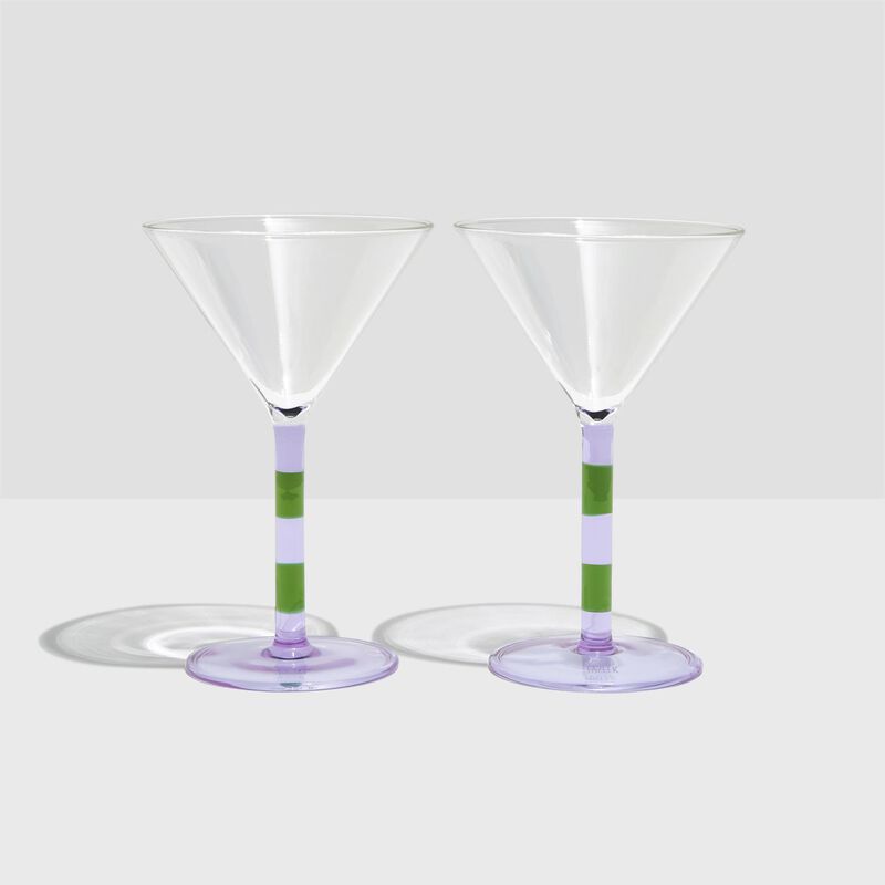 FAZEEK Stripe Martini Glasses - Set of 2 image number 1